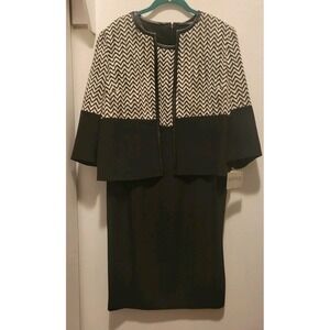 KASPER 2pc DRESS with JACKET CLASSIC BLACK WHITE SZ 12 New with Tags